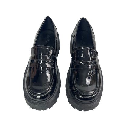 Charlotte Russe Black Panent Leather Slip On Platform Chunky Loafers Shoes Sz 7