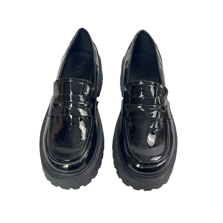 Charlotte Russe Black Panent Leather Slip On Platform Chunky Loafers Shoes Sz 7