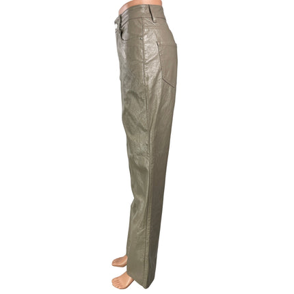 Pacsun 90s Boyfriend Taupe Faux Leather High Rise Straight Leg Trousers Pants 25