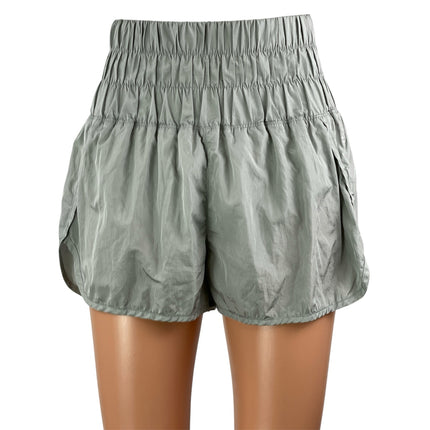 FP Movements Women's Gray Black Two Tone Smocked Elastic Waist Athletic Shorts S