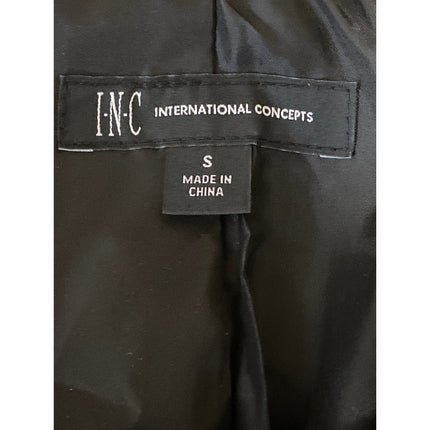 INC International Concepts Womens Black Faux Leather Moto Biker Coat Jacket Sz S