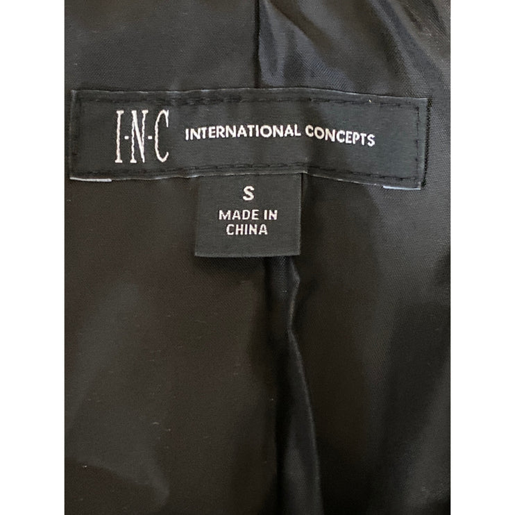 INC International Concepts Womens Black Faux Leather Moto Biker Coat Jacket Sz S