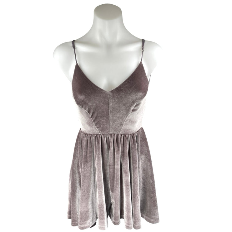 Silence + Noise Purple Velvet Velour Sleeveless Fit & Flare Mini Dress Size XS