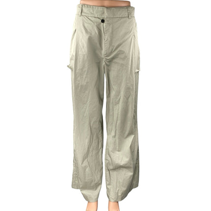 Zara Women's Beige High Waisted Wide Leg Windbreaker Palazzo Trousers Pants Sz S