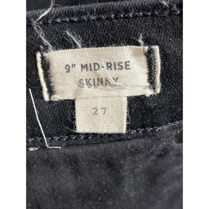 Madewell 9" Mid Rise Skinny Women's Black Button Fly Slim Denim Jeans Size 27