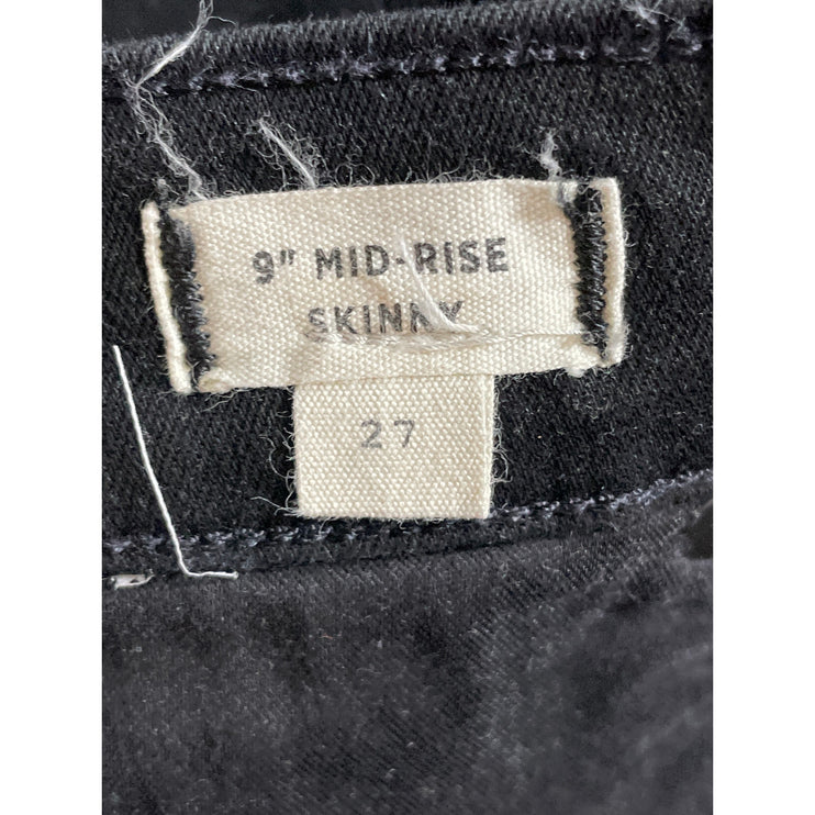 Madewell 9" Mid Rise Skinny Women's Black Button Fly Slim Denim Jeans Size 27