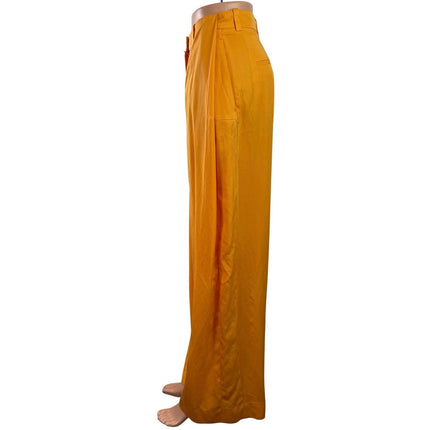 COS Women Orange Coral High Rise Pleated Wide Leg Baggy Trousers Pants Size 2