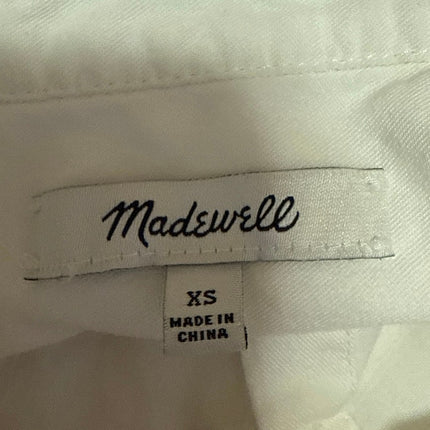 Madewell Women's White Button Up Short Sleeve Collar Shirt Blouse Top Size XS