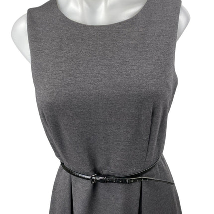 Calvin Klein Gray Sleeveless Belted Zip Mini A-Line Fit & Flare Dress Size 10P
