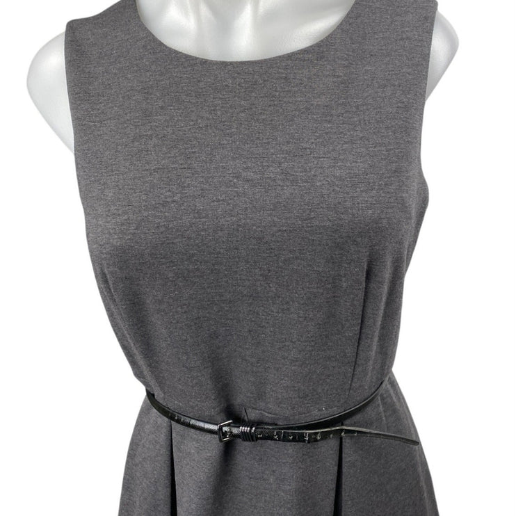 Calvin Klein Gray Sleeveless Belted Zip Mini A-Line Fit & Flare Dress Size 10P