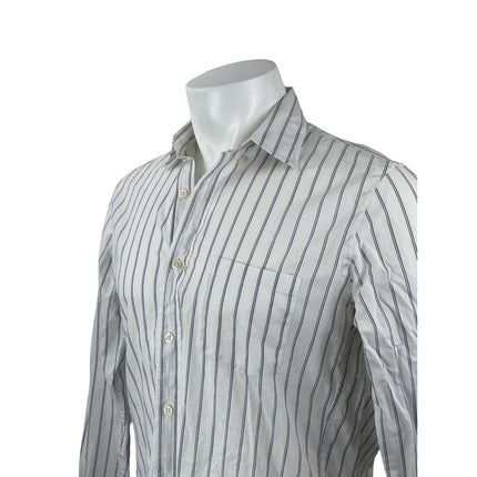 J.Crew Men's White Striped Collared Long Sleeve Slim Button Down Shirt Top Sz M