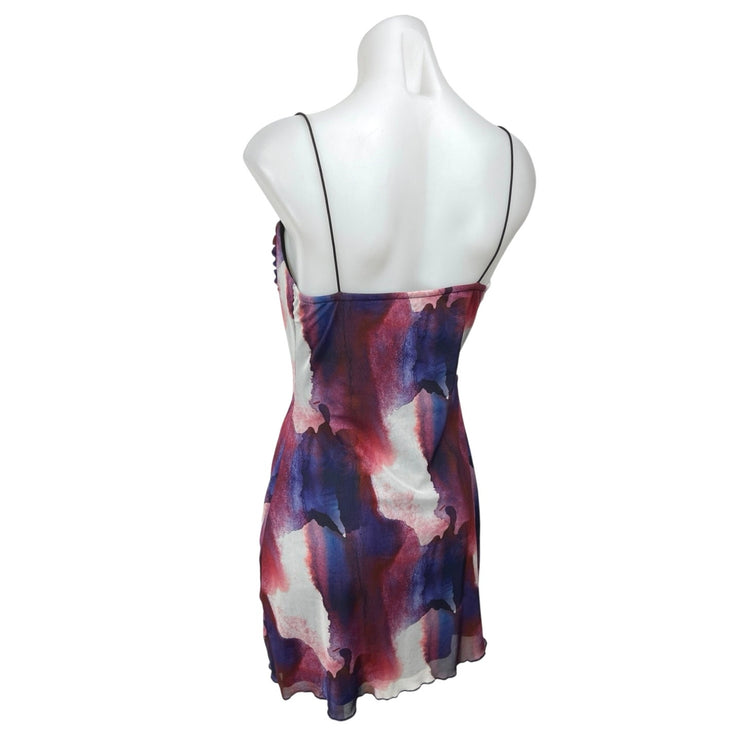 White Fox Multicolor Watercolor Print Sleeveless Cami Camisole Mini Tank Dress M