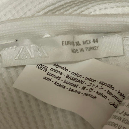 Zara Men's White Short Sleeves Ribbed Textured Crew Neck Tee T-shirt Top Size XL