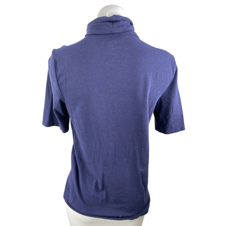 Banana Republic Women's Navy Blue Short Sleeve Turtleneck Blouse Top Size M