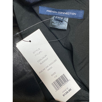 NEW French Connection Adaline One Shoulder Silk Satin Slit Midi Sheath Dress XL