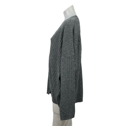 Rumored Gray Wool Cable Knit Long Sleeve V Neck Button Down Cardigan Sweater S