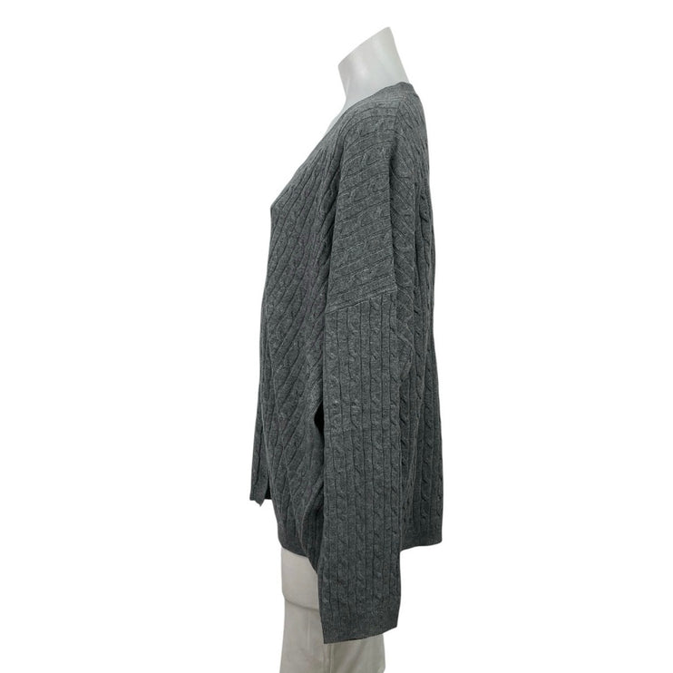 Rumored Gray Wool Cable Knit Long Sleeve V Neck Button Down Cardigan Sweater S