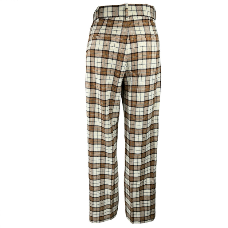 Aritzia Wilfred The Effortless Brown Plaid High Waist Wide Leg Trousers Pants 2