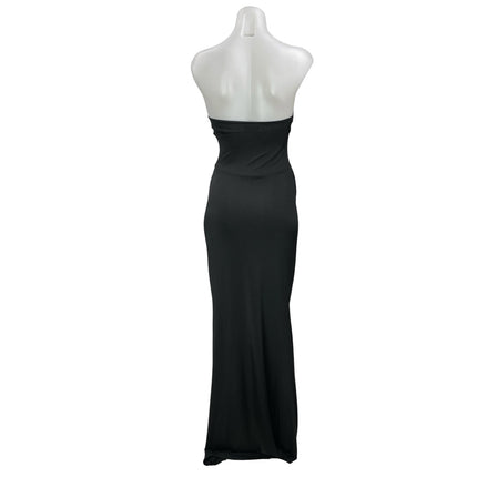 NEW Meshki Black Strapless Bandeau Tube Drape Sheath Prom Maxi Dress Size S