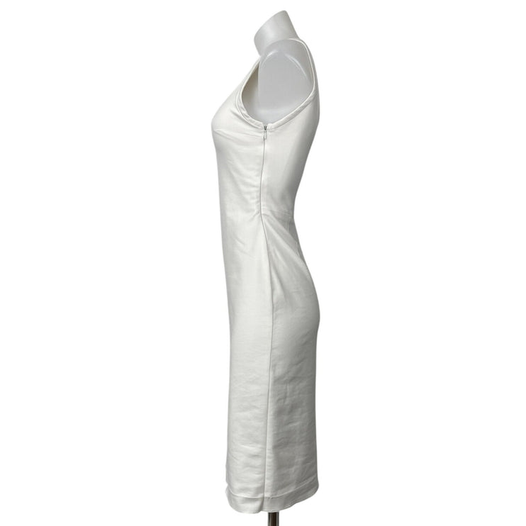 Zara Women's White Sleeveless Open Back Slim Midi Tank Sheath Bodycon Dress XS