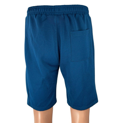 Xios Men's Blue Waffle Knit Casual Yoga Gym Athletic Activewear Sweat Shorts L