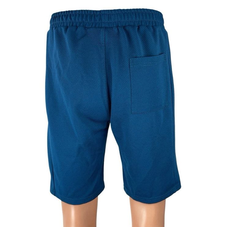 Xios Men's Blue Waffle Knit Casual Yoga Gym Athletic Activewear Sweat Shorts L