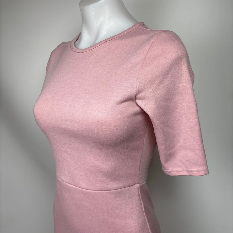 Missguided Pink Round Neck Short Sleeve Stretch Mini Bodycon Sheath Dress Sz 6