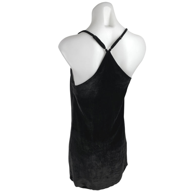 Madewell Black Velvet Velour Sleeveless Cami Camisole Mini Slip Tank Dress Sz 0