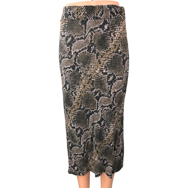 Zara TRF Collection Beige Black Snake Skin High Waisted Slip Maxi Skirt Size S