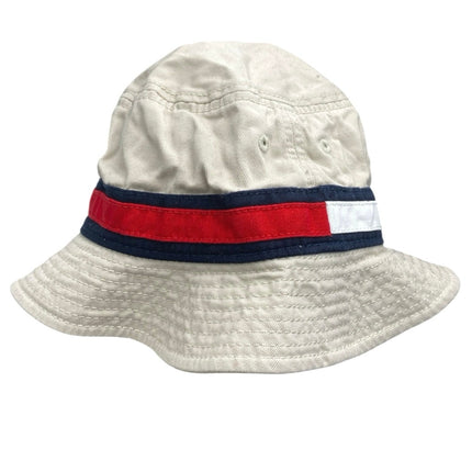 Tommy Hilfiger Am Tino Unisex Stone Beige Flag Logo Outdoor Bucket Hat Cap OS