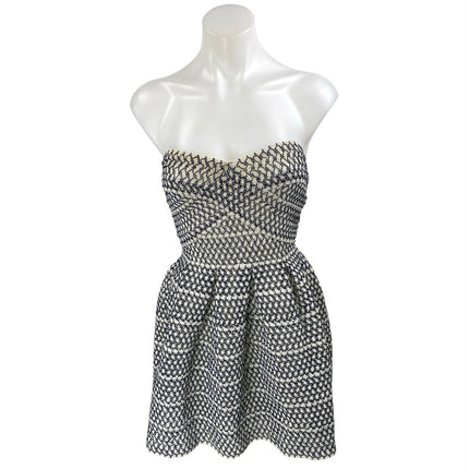 Wow Couture Black White Sleeveless Strapless Mini Babydoll Fit & Flare Dress S