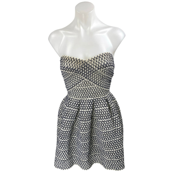 Wow Couture Black White Sleeveless Strapless Mini Babydoll Fit & Flare Dress S