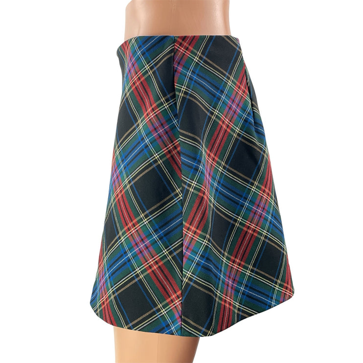 Zara Women's Multicolor High Waisted Plaid Tartan Check A-line Mini Skirts Sz M