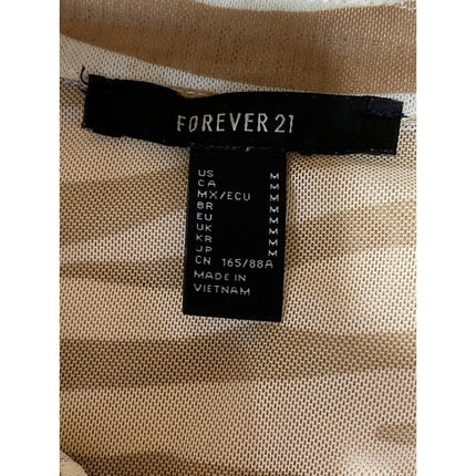 Forever 21 Beige Tan Zebra Animal Print Long Sleeve Button Up Crop Shirt Top M