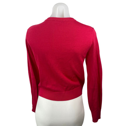 Madewell Women's Pink Crew Neck Long Sleeve Button Down Cardigan Sweater Top XS