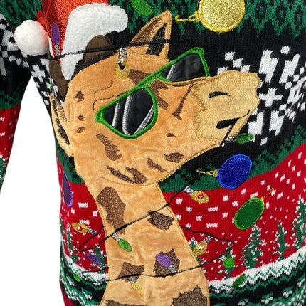 Blizzard Bay Men's Multicolor Giraffe Long Sleeve Ugly Christmas Sweater Top M