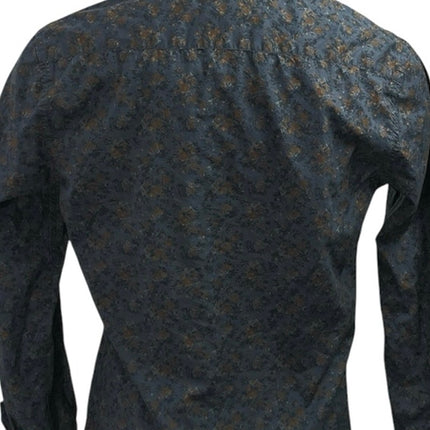 Zara Men's Floral Collared Long Sleeve Slim Fit Casual Button Down Shirt Top L
