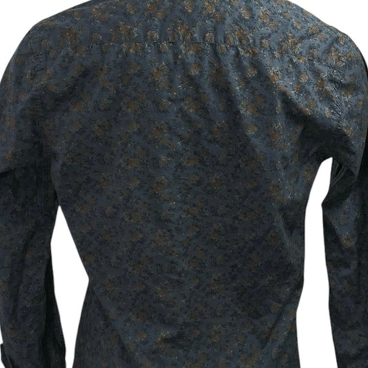Zara Men's Floral Collared Long Sleeve Slim Fit Casual Button Down Shirt Top L