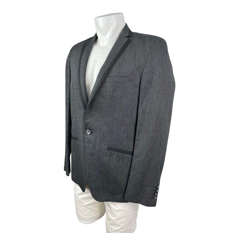 Zara Men Dark Gray Wool Notch Lapel Long Sleeve Blazer Sport Coat Suit Jacket 40
