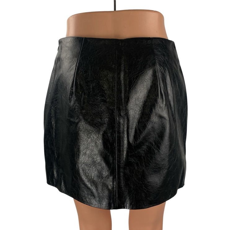 Scoop Women's Black Faux Leather Vegan Zip Straight Pencil Mini Skirt Size 4