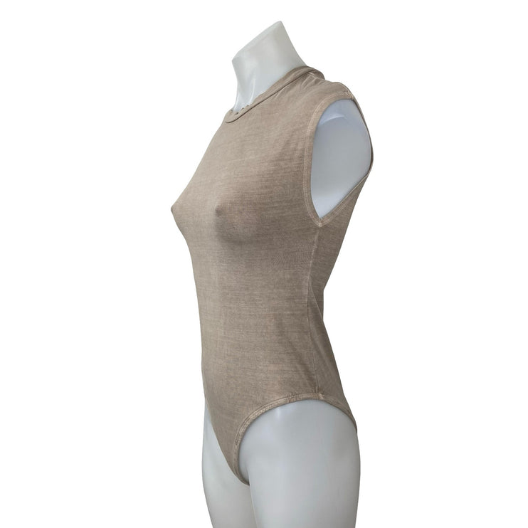 Zara Women's Beige Khaki Crew Neck Sleeveless Neutral Tank Bodysuit Top Size S