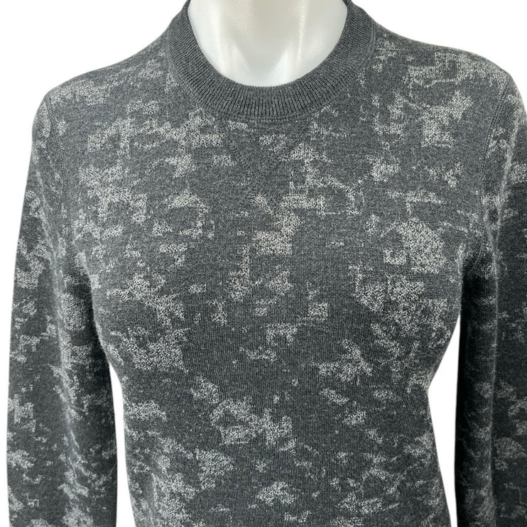 Ted Baker Womens Black Gray Wool Jacquard Knit Crew Neck Pullover Sweater Size 1