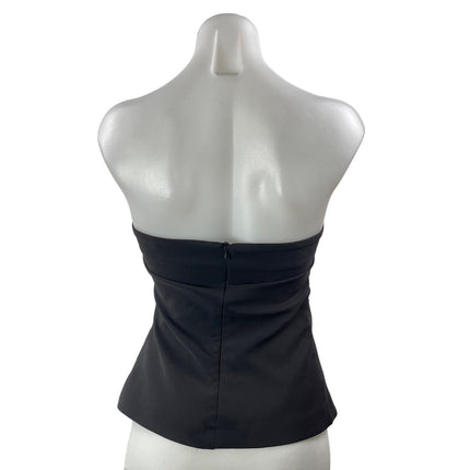 Zara Women's Black Strapless Tube Bandeau Sleeveless Peplum Blouse Top Size S