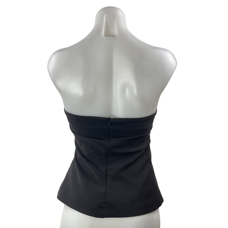 Zara Women's Black Strapless Tube Bandeau Sleeveless Peplum Blouse Top Size S
