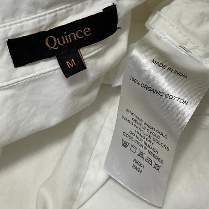 Quince Women's White Classic Long Sleeves Collared Button Down Shirt Top Size M