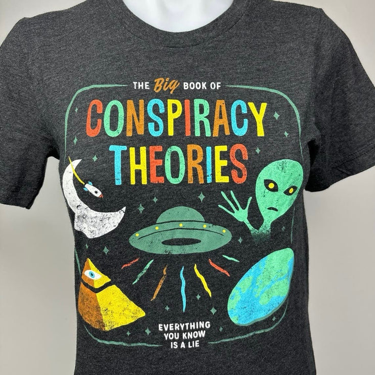 Conspiracy Theory Short Sleeve Funny Humorous Wicked Graphic T-Shirt Top Size XS