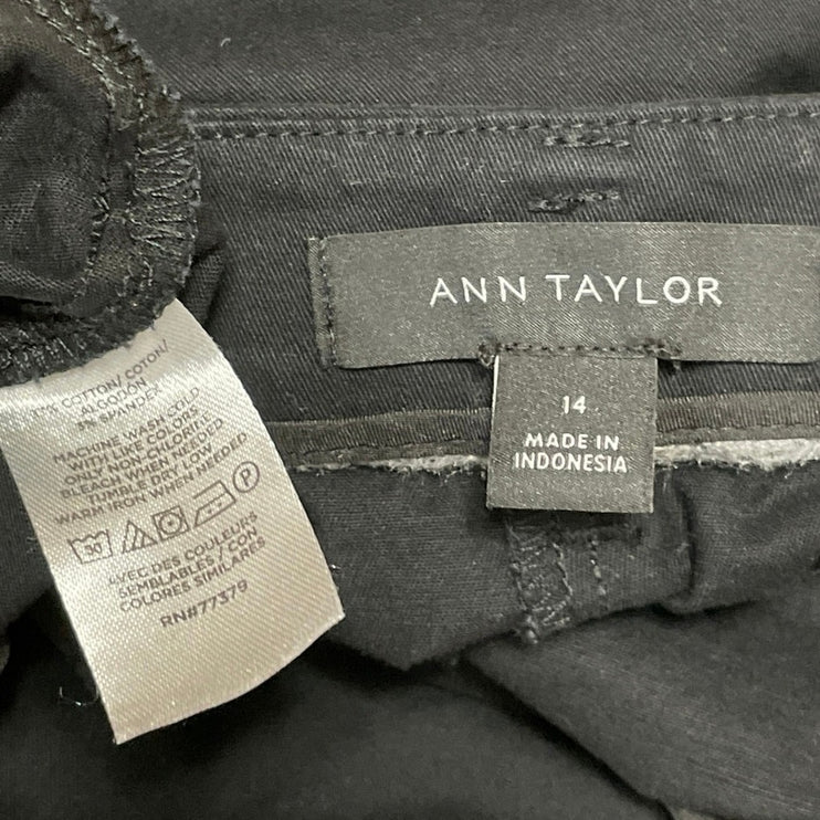 Ann Taylor Womens Black High Waisted Cropped Slim Tapered Capri Trouser Pants 14