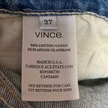 Vince Blue Distressed Mid Rise Medium Wash Raw Hem Cut Off Denim Jeans Shorts 27