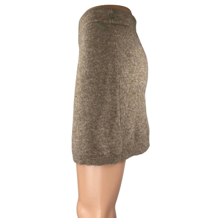 Zara Women's Beige Tan Wool High Waisted Knit Pull On Mini Pencil Skirt Size S