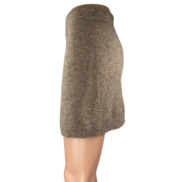 Zara Women's Beige Tan Wool High Waisted Knit Pull On Mini Pencil Skirt Size S